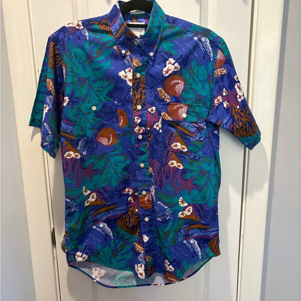 Vintage Chaps Polo Ralph Lauren Vacation Summer Tropical Hawaiian Men's Shirt